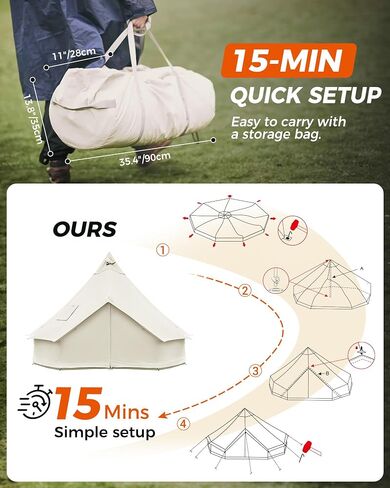 KingCamp Canvas Bell Yurt Tents, 4 Seasons Large Waterproof & Windproof Luxury Glamping Tent w/Stove Jack for Family Outdoor Camping, Hunting, Parties in Saudi Arabia