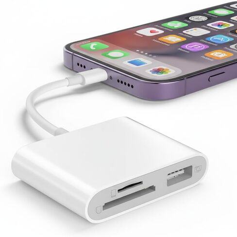 SD Card Reader Compatible for iPhone, Memory Card Reader with USB Camera Adapter Plug and Play Trail Game Camera Viewer Supports SD and TF Card MicroSD Card Adapter in Saudi Arabia