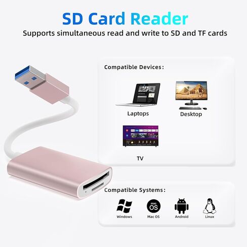 USB 3.0 Micro SD Card Reader - Memory Card Reader with Dual Slots for SD/SDXC/SDHC/Micro SDXC/TF/Micro SDHC/UHS-I, for Mac OS, Windows, Android on PC, Laptop, and Camera in Saudi Arabia