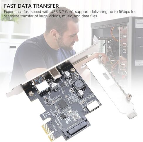 بطاقة توسيع VBESTLIFE USB 3.2 Gen1 PCIe، محول PCIe بسرعة 5 جيجابت في الثانية إلى USB3.2 Gen1 يتوسع إلى النوع E USB A النوع C، من أجل Wins، لنظام Linux in Saudi Arabia