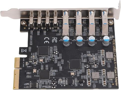 Bewinner PCIe إلى USB 3.2 Gen 2 بطاقة 8 منافذ، 4X Type C 4X Type A بطاقة توسيع 10 جيجابت في الثانية، لـ Win لنظام التشغيل Linux لأجهزة الكمبيوتر المكتبية OS X، محور USB C داخلي مع وحدة تحكم ASM3142 in Saudi Arabia