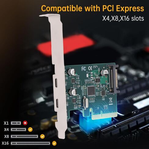 GOWENIC PCIe to USB 3.1 GEN 2 Expansion Card with 10Gbps Bandwidth, PCI Express 3.0 X4 Card with 2 Type C Ports, PCIe Expansion Adapter for Desktop PC Workstation in Saudi Arabia
