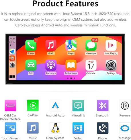 15.8 Inch Android Auto Radio for BMW 5 7 Series F10 F11 F01 NBT 520i 525i 528i 2013-2016,Car Play IPS Touch Screen Upgrade Car Stereo Support Wireless Android Auto in Saudi Arabia