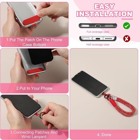 PATIKIL Cell Phone Wrist Lanyard, 2 Pcs Universal Phone Wrist Lanyard Hand Wrist Strap Anti Theft Strap with Pads, Black in Kuwait