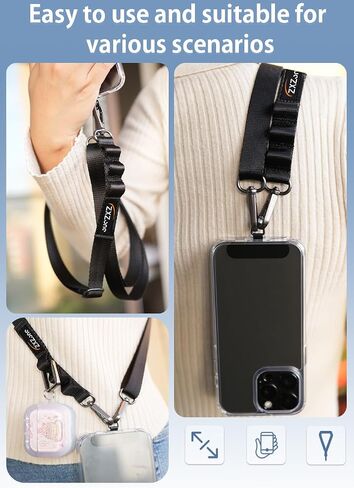 ZXZone حزام الهاتف * 1 معدن الهاتف حبل علامة التبويب * 1 قابل للتعديل الرقبة حزام الهاتف الحبل Crossbody شريط لتعليق الهاتف المحمول متعدد الوظائف in Kuwait