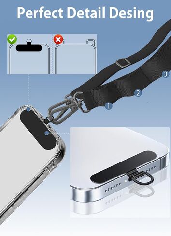 ZXZone حزام الهاتف * 1 معدن الهاتف حبل علامة التبويب * 1 قابل للتعديل الرقبة حزام الهاتف الحبل Crossbody شريط لتعليق الهاتف المحمول متعدد الوظائف in Kuwait