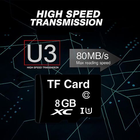 بطاقة ذاكرة TF سعة 8 جيجابايت C10 U3 فائقة السرعة مع محول، بطاقة ذاكرة فلاش SD للكمبيوتر اللوحي والكاميرا والهاتف المحمول بدون طيار in Kuwait