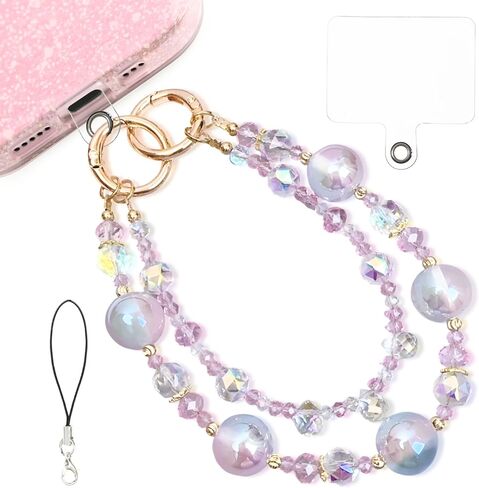 Double Layer Crystal Phone Charm - Phone Beaded Wrist Strap Charms for Cellphone Camera Keychain Pendant Accessory in Saudi Arabia
