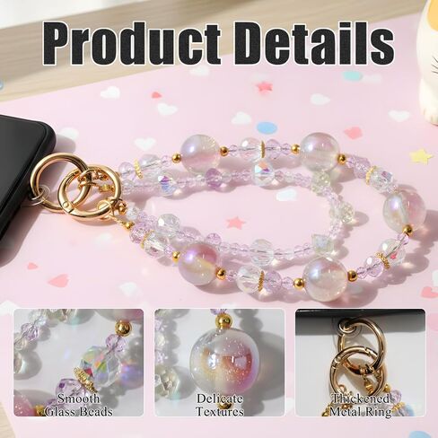 Double Layer Crystal Phone Charm - Phone Beaded Wrist Strap Charms for Cellphone Camera Keychain Pendant Accessory in Saudi Arabia
