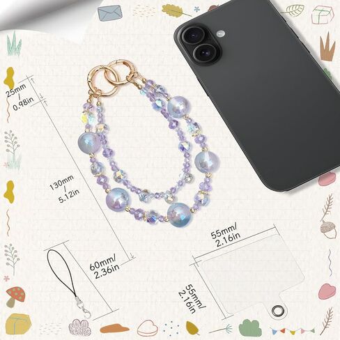 Double Layer Crystal Phone Charm - Phone Beaded Wrist Strap Charms for Cellphone Camera Keychain Pendant Accessory in Saudi Arabia