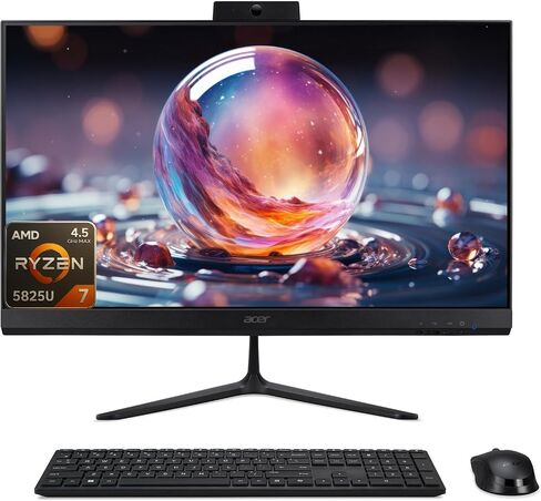 كمبيوتر مكتبي acer Aspire C27 AIO، شاشة 27 بوصة عالية الدقة IPS 120 هرتز، معالج AMD Ryzen 7 5825U (8 النواة، حتى 4.5 جيجا هرتز)، ذاكرة الوصول العشوائي 32 جيجا، 1 تيرابايت SSD، Wi-Fi 6E، HDMI، منفذ DP، لوحة مفاتيح وماوس لاسلكي، Windows 11 in Saudi Arabia