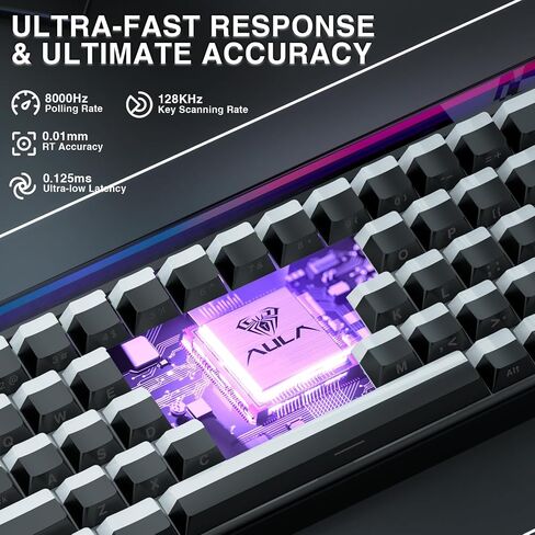 Aula Hero 68 HE 60% Gaming Keyboard Wired, Hall Effect Magnetic Switch Keyboard with Adjustable Actuation, Fast Trigger Mode, 8K Hz Polling Rate, 0.125ms Latency,PBT Keycaps, RGB Backlit (Renewed) in Saudi Arabia