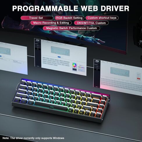 Aula Hero 68 HE 60% Gaming Keyboard Wired, Hall Effect Magnetic Switch Keyboard with Adjustable Actuation, Fast Trigger Mode, 8K Hz Polling Rate, 0.125ms Latency,PBT Keycaps, RGB Backlit (Renewed) in Saudi Arabia