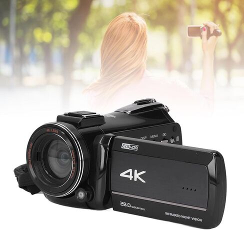 كاميرا فيديو 4K، مسجل كاميرا تكبير رقمي 30X، كاميرا تسجيل فيديو LCD 3.0 بوصة، كاميرات تسجيل فيديو بدقة 28 ميجابكسل مع شاشة دوران 270 درجة للسفر في الهواء الطلق in Kuwait