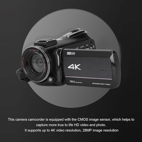 كاميرا فيديو 4K، مسجل كاميرا تكبير رقمي 30X، كاميرا تسجيل فيديو LCD 3.0 بوصة، كاميرات تسجيل فيديو بدقة 28 ميجابكسل مع شاشة دوران 270 درجة للسفر في الهواء الطلق in Kuwait
