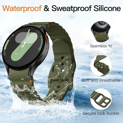 Odbeai 6 حزم حزام رياضي متوافق مع Samsung Galaxy Watch 7 band 6 5 4 40mm 44mm/بدون فجوة حزام سيليكون ناعم مقاوم للماء لساعة Galaxy Watch 6 4 Classic 47mm 43mm 46mm 42mm/Watch 5 pro 45mm للرجال والنساء in Kuwait