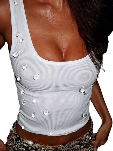 تتصدر محصول Verdusa Women's Crops Party Clubwear Clubwear Crystal Tank Top in Saudi Arabia