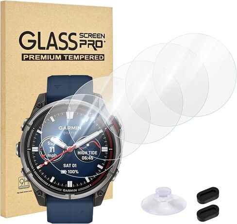 5 عبوات من واقي شاشة الساعة الذكية لـ Garmin Quatix 8/Tactix 8 47 مم، منفذ شاحن + طبقة حماية من الزجاج المقوى غير المرئي عالي الدقة 9H، مضاد للخدش وحساسية عالية وخالي من الفقاعات in Kuwait