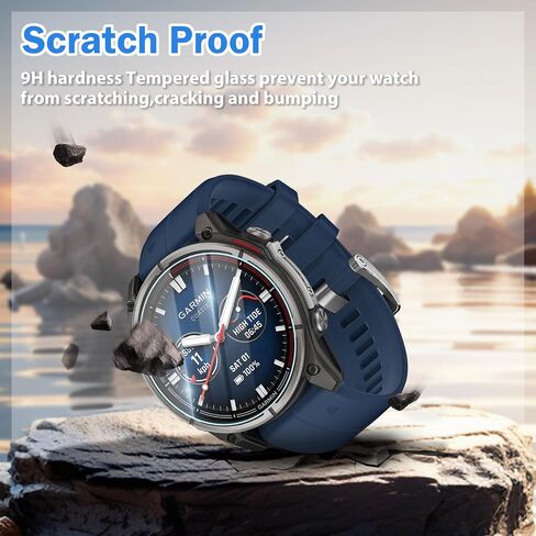 5 عبوات من واقي شاشة الساعة الذكية لـ Garmin Quatix 8/Tactix 8 47 مم، منفذ شاحن + طبقة حماية من الزجاج المقوى غير المرئي عالي الدقة 9H، مضاد للخدش وحساسية عالية وخالي من الفقاعات in Kuwait