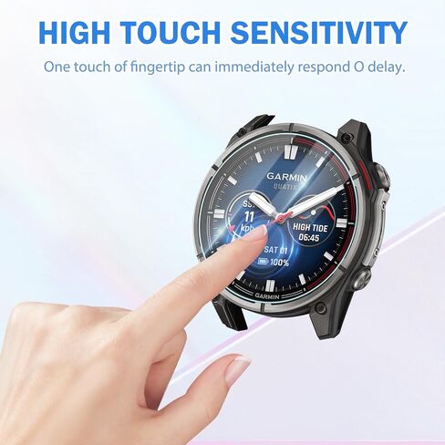 5 عبوات من واقي شاشة الساعة الذكية لـ Garmin Quatix 8/Tactix 8 47 مم، منفذ شاحن + طبقة حماية من الزجاج المقوى غير المرئي عالي الدقة 9H، مضاد للخدش وحساسية عالية وخالي من الفقاعات in Kuwait