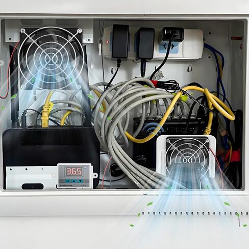 USB Quiet Cabinet Fan for Cabinets with 0-40℃ Thermostat Control Low Noise Cooling 5V1A Input 110cm Cable Powered in Kuwait