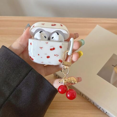 Earphone Case for AirPods Pro 3 - Cute Cherry Bow Heart Shape Cover Soft TPU Protective Skin Shockproof with Cherry Keychain for Women,Compatible with Apple Airpods Pro 3 2025 in Saudi Arabia