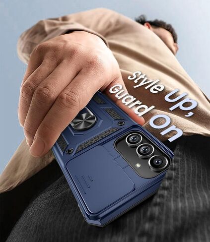 جراب Goton متوافق مع هاتف Samsung Galaxy A16 5G مع غطاء كاميرا وحلقة مسند مع واقي شاشة من الزجاج المقوى، وغطاء واقٍ مقاوم للصدمات من الدرجة العسكرية أزرق in Kuwait