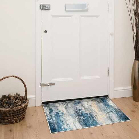 5x7 Machine Washable Area Rug, Non-Slip Abstract Floor Rugs for Kids, Low Pile Room Carpet for Living Room, Bedroom, Dining Room & Nursery(5x7 Blue) in Kuwait