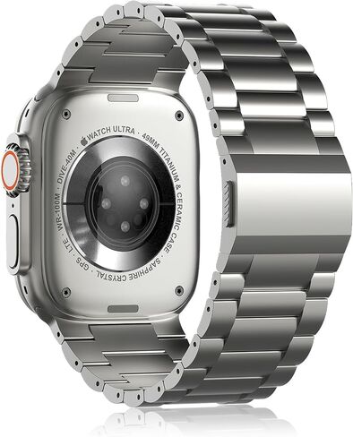 Solid Titanium Band Compatible Apple Watch Ultra&Ultra 2 49mm/Series 10 46mm,Titanium Clasp&Connectors/DLC Scratch Resistant/Adjustable for apple watch strap/26mm Max in Saudi Arabia