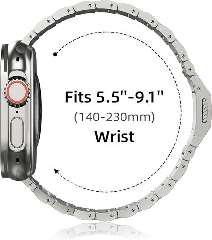 Solid Titanium Band Compatible Apple Watch Ultra&Ultra 2 49mm/Series 10 46mm,Titanium Clasp&Connectors/DLC Scratch Resistant/Adjustable for apple watch strap/26mm Max in Saudi Arabia