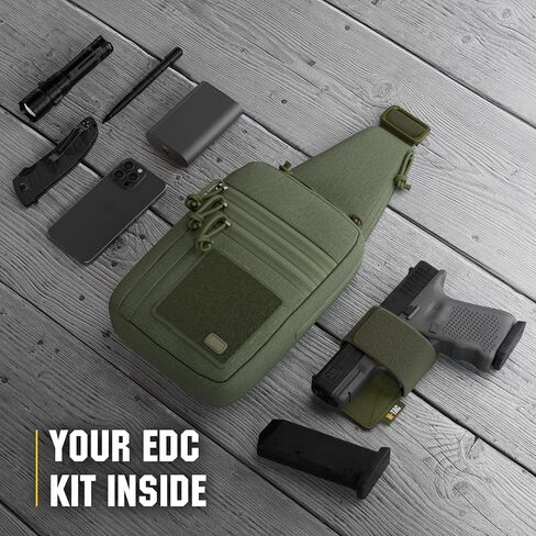 M-Tac Left-handed Tactical Sling Bag for Concealed Handgun Carry - Durable Shoulder Chest Pack with Holster for Men - Ideal for Everyday Carry & Outdoor Use in Saudi Arabia