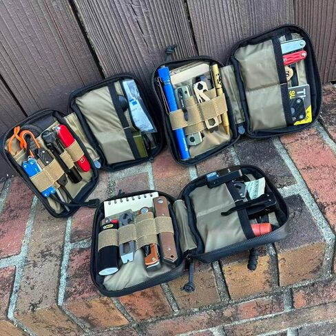 حقيبة تنظيم ROARING FIRE Brigos EDC من النايلون مع جيب مقاوم للسرقة RFID. حقيبة تنظيم الجيب EDC للرجال، 3 جيوب بسحاب YKK، 5 جيوب داخلية (إصدار تقليدي بسيط) in Kuwait
