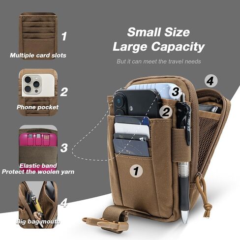 TSPRO Tactical Molle EDC Pouch Utility Tool Pouches Organizer Phone Holster Durable Belt Waist Bag Military Gear Gadget Pocket with Smartphone Pack in Saudi Arabia