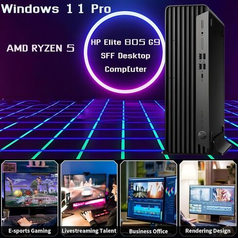كمبيوتر مكتبي للأعمال HP Elite SFF 805 G9 (ذاكرة الوصول العشوائي DDR5 بسعة 16 جيجابايت، ومحرك أقراص SSD سعة 512 جيجابايت، وAMD Ryzen 5 8500G)، وعامل شكل صغير لتكنولوجيا المعلومات، والمهندس، والمصمم، وWi-Fi، وEthernet، وHDMI، ومنفذ العرض، وWin 11 Pro (متجد in Kuwait