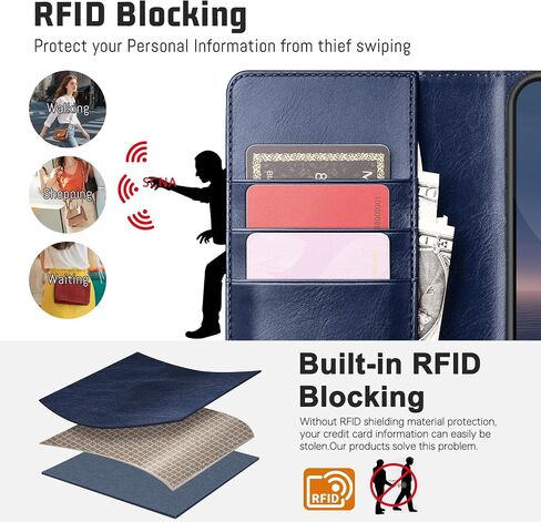 حافظة محفظة DJBull 2 ​​في 1 قابلة للفصل لهاتف iPhone 17 Pro 6.3 بوصة RFID مع حامل بطاقة | غطاء حماية مقاوم للصدمات من جلد البولي يوريثان للنساء والرجال لهاتف Apple 17 Pro أزرق in Kuwait