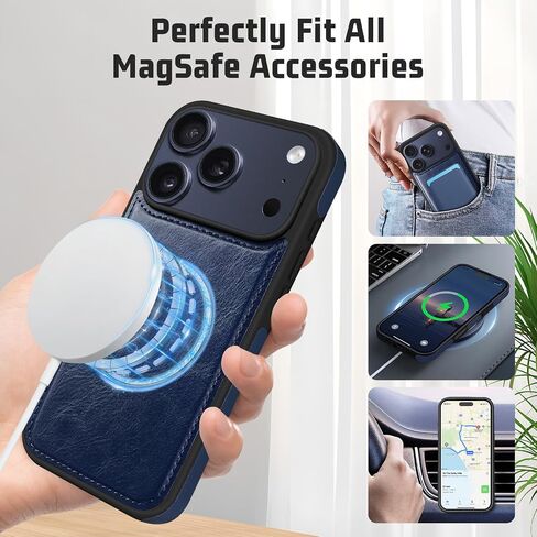 حافظة محفظة DJBull 2 ​​في 1 قابلة للفصل لهاتف iPhone 17 Pro 6.3 بوصة RFID مع حامل بطاقة | غطاء حماية مقاوم للصدمات من جلد البولي يوريثان للنساء والرجال لهاتف Apple 17 Pro أزرق in Kuwait
