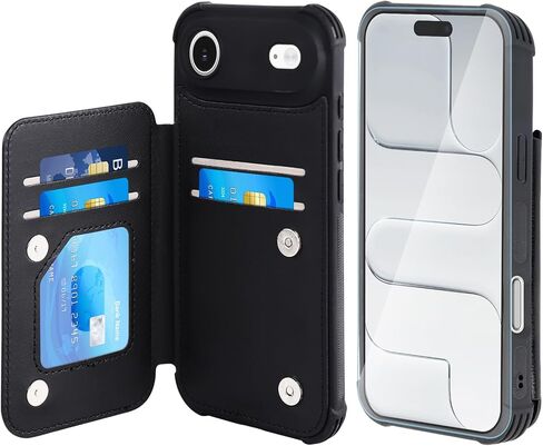 VANAVAGY متوافق مع حافظة محفظة iPhone 17 Pro مع حامل بطاقات RFID، [واقي شاشة] فتحات بطاقة من جلد البولي يوريثان بمسند مغناطيسي حافظة مقاومة للصدمات للنساء والرجال، أرجواني قرنفلي in Saudi Arabia