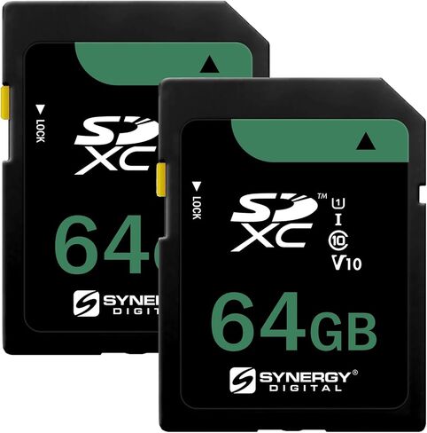 بطاقات ذاكرة SDXC UHS-I الرقمية الآمنة سعة 64 جيجابايت من Synergy، متوافقة مع كاميرا Nikon D500 الرقمية - الفئة 10، U1، 100 ميجابايت/ثانية، سلسلة 300 - عبوة من قطعتين in Saudi Arabia