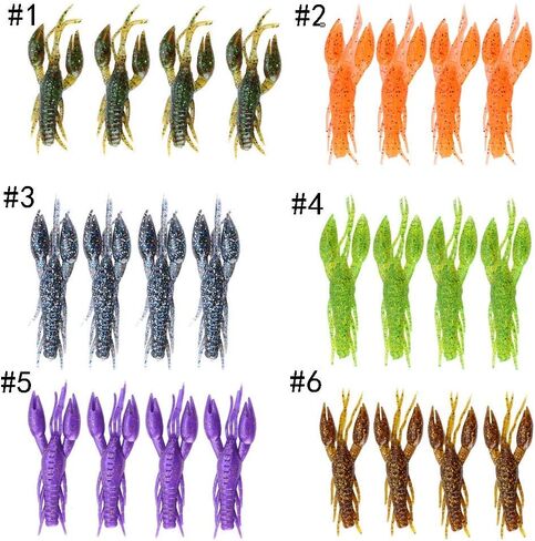 Angeln Krebscrawfish Lure, Crayfish Lure, Soft Crawfish Lures, 4pcs Artificial Fishing Lures Bait Crayfish clamp Shrimp Craw Bait for Carp Bass Fishing Freshwater Saltwater (Brown/#6) in Saudi Arabia