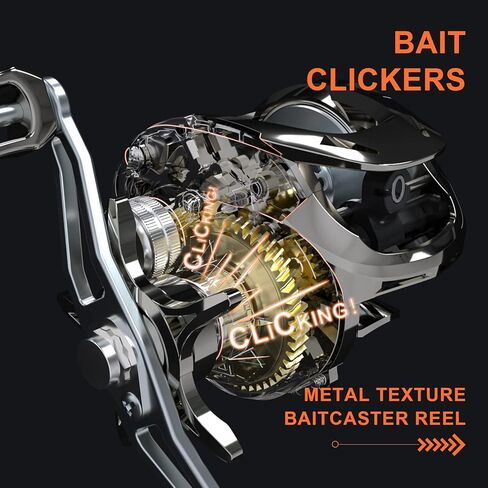 بكرة صيد السمك HAUT TON Scorpion King Baitcaster، سلسلة 300، بكرة صب الطعم بإطار من سبائك المغنيسيوم، 10+1BB، قوة سحب 7.2:1,35 رطل، مملح ومياه عذبة للأسماك الداخلية والخارجية in Kuwait