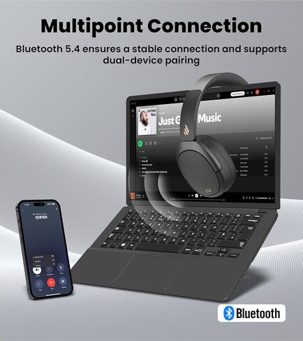 سماعات رأس Edifier W80 فوق الأذن مع خاصية إلغاء الضوضاء النشطة -49 ديسيبل، سلكية ولاسلكية عالية الدقة LDAC، مكالمات واضحة بتقنية الذكاء الاصطناعي، شحن سريع، اتصال متعدد النقاط، بلوتوث V5.4 - عاجي (متجدد) in Kuwait
