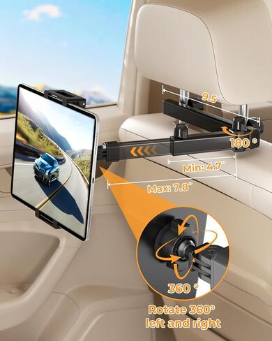Tablet Holder for Car, Angle-Adjustable Car Headrest Mount Holder for Kids, Road Trip Essentials Compatible with 5.5-11" Devices (2 Pack) in Saudi Arabia