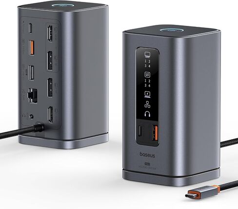 محطة إرساء Baseus، Spacemate (Windows) شاشة ثلاثية 11 في 1، 4K@60 هرتز HDMI&DP، منافذ USB A/C بسرعة 10 جيجابت في الثانية، جيجابت إيثرنت، صوت 3.5 مم، 100 وات PD، محطة إرساء للكمبيوتر المحمول Dell/HP/Lenovo/Asus/Acer in Saudi Arabia