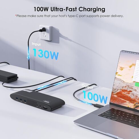 محطة إرساء WAVLINK DisplayLink، شاشة مزدوجة لأجهزة Mac M1/M2/M3/M4 وWindows، 14 في 1 مع 100 وات 2 DP/2 HDMI 4K، SD/TF، ​​5 منافذ USB، إيثرنت، صوت in Saudi Arabia