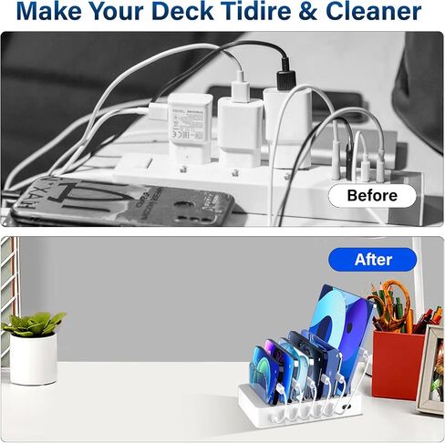 Charging Station for Multiple Devices 68W 6 Port Phone Charger Dock with 6 Cables, 20W Black Fast Charging Station Compatible with Apple Cellphone iPad iPhone Tablet(Black) in Saudi Arabia