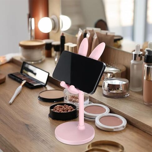 Cell Phone Stand for Desk, Cute Adjustable Phone Stand with Anti Slip Pad, Bunny Ears Designed Holder for All Mobile Phones Tablets, Office Home Desktop Accessories, White in Saudi Arabia