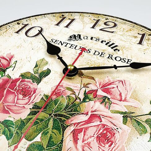 Lafocuse 12 Inch Rustic Farmhouse Wooden Wall Clock Silent Non Ticking, Battery Operated Vintage Shabby Chic Chef Clocks for Kitchen Dinning Room Living Room in Kuwait