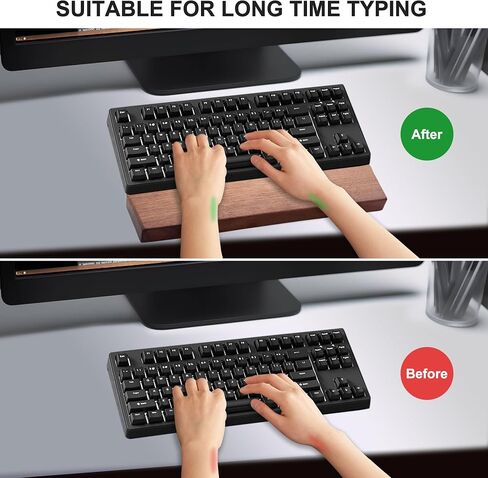 75 Keys Keyboard Wrist Rest - Ergonomic Walnut Wood Palm Rest for Mechanical Keyboard, Non-Slip, Comfortable Typing and Gaming (75 Keys) in Saudi Arabia