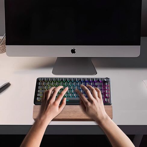 75 Keys Keyboard Wrist Rest - Ergonomic Walnut Wood Palm Rest for Mechanical Keyboard, Non-Slip, Comfortable Typing and Gaming (75 Keys) in Saudi Arabia