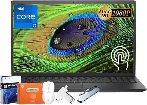 Dell 15" Touchscreen 2025 Business Laptop, 15.6" Anti-Glare FHD Touchscreen, Intel 13th Gen i7-1355U, Intel UHD Graphics, 32 GB DDR4, 2 TB SSD, Wi-Fi 6, FHD Webcam, Windows 11 Pro in Saudi Arabia